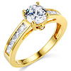 1-CT Round Trellis Cathedral Princess Side CZ Engagement Ring in 14K Yellow Gold thumb 0