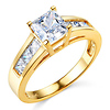 1-CT Princess-Cut & Channel Side CZ Engagement Ring in 14K Yellow Gold thumb 0