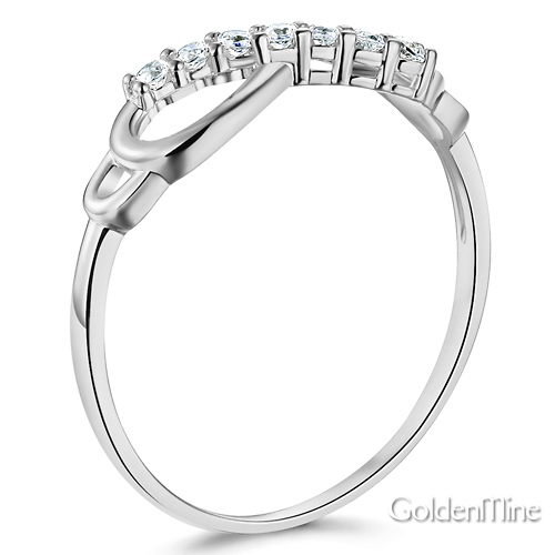 Sparkling CZ Infinity Ring in 14K White Gold Slide 3