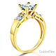 Wide 1-CT Princess-Cut & Baguette CZ Engagement Ring in 14K Yellow Gold thumb 1