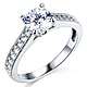 Milgrain 1-CT Round-Cut CZ Engagement Ring Set & Pave Stones in 14K White Gold thumb 1