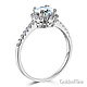 Halo Round-Cut CZ Engagement Ring with Side Stones in 14K White Gold thumb 1