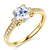 1-CT Round-Cut CZ Engagement Ring & Pave Side Stones in 14K Yellow Gold thumb 0