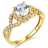 Woven 1.25CT Round-Cut Halo CZ Engagement Ring in 14K Yellow Gold thumb 0