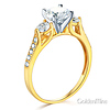 3-Stone Trellis Round-Cut CZ Engagement Ring in Two-Tone 14K Yellow Gold 1.5ctw thumb 1