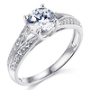 Split Shank Knife-Edge 1-CT Round CZ Engagement Ring in Sterling Silver (Rhodium) thumb 0
