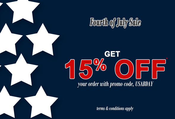 Fourth of July sale. Get 15% Off your order with promo code USABDAY.