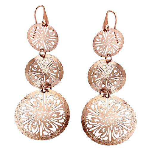 Tre Sottocoppa Rose Gold Plated Sterling Silver Drop Earrings