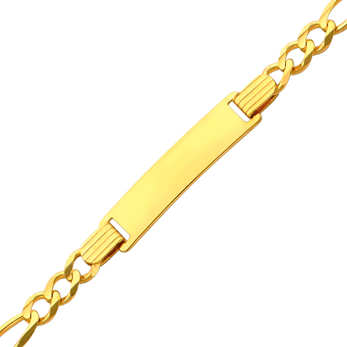 4.0mm Figaro 14K Yellow Gold Baby ID  Bracelet