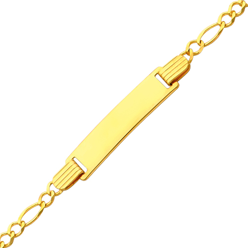 2.5mm Figaro 14K Yellow Gold Baby ID Bracelet