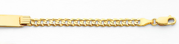 5.0mm Mens Concave Curb 14K Yellow Gold  ID  Bracelet