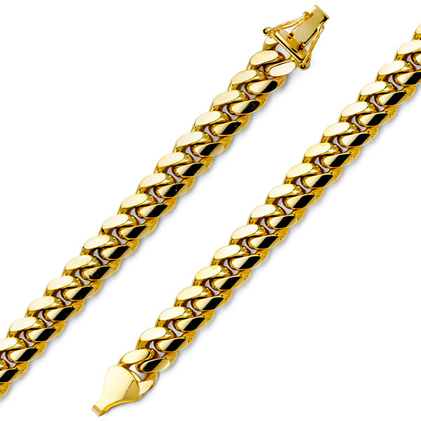 7mm Men's 14K Yellow Gold Miami Cuban Link Bracelet