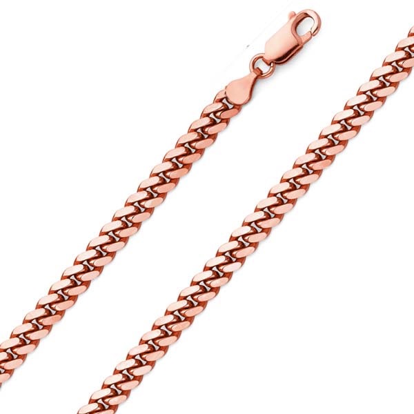 5mm 14K Rose Gold Men's Miami Cuban Link Chain Necklace 20-30in