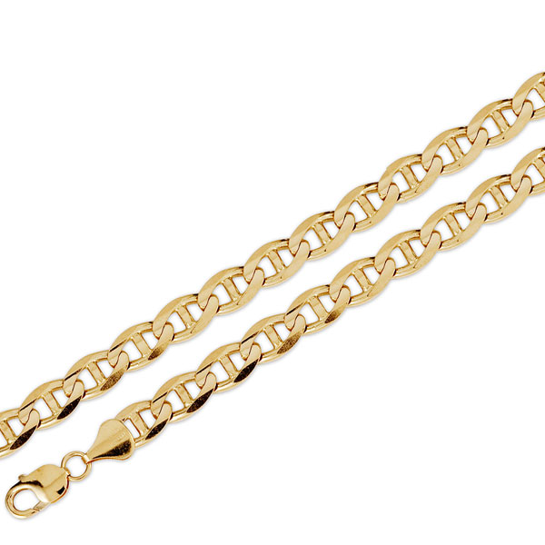 9mm 14K Yellow Gold Men's Mariner Chain Necklace 22-26in | GoldenMine.com