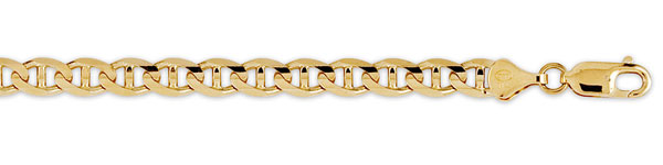 6mm 14K Yellow Gold Solid Men's Mariner Chain Necklace 22-24in