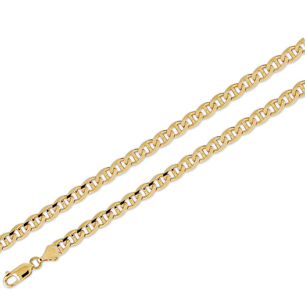 6mm 14K Yellow Gold Men's Mariner Chain Necklace 22-24in