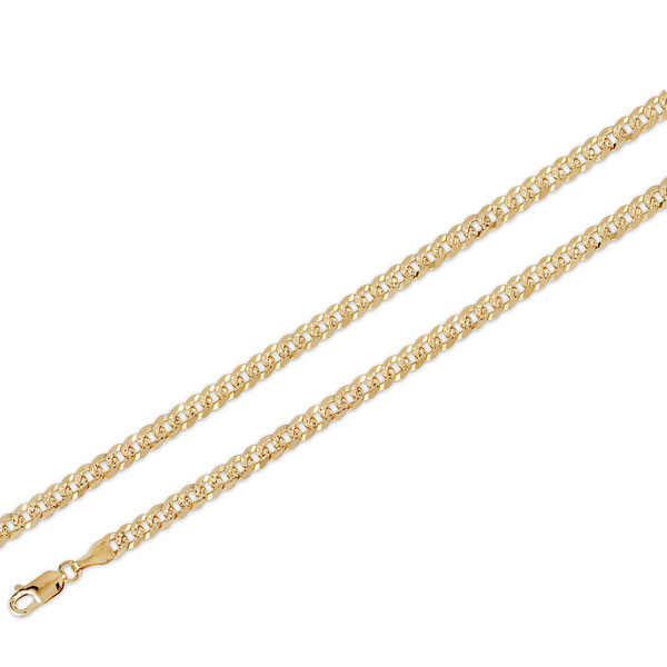 5mm 14K Yellow Gold Men's Pave Concave Curb Cuban Link Chain Necklace 20-24in