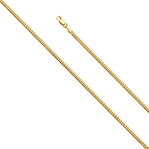 2.5mm 14K Yellow Gold Miami Cuban Chain Necklace 18-24in