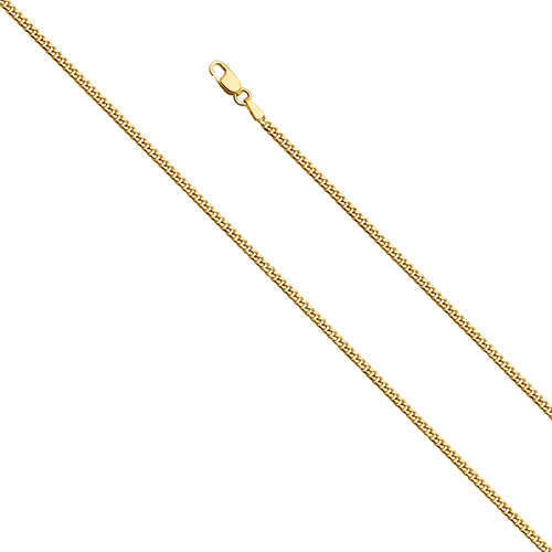 2mm 14K Yellow Gold Miami Cuban Link Chain Necklace 16-24in