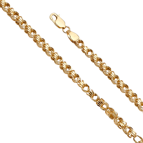 3.5mm 14k Yellow Gold Hollow Square Byzantine Chain Necklace 18-24in ...