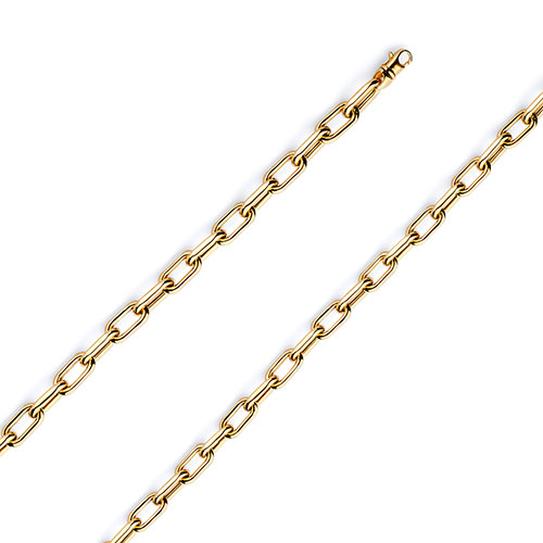 4mm 14K Yellow Gold Hollow Paper Clip Link Chain Necklace 16-30in