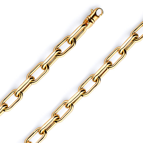 8mm 14K Yellow Gold Solid Hollow Paper Clip Link Chain Necklace 16-30in