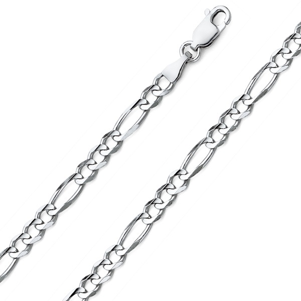 5mm Sterling Silver Figaro Link Chain Necklace 16-30in