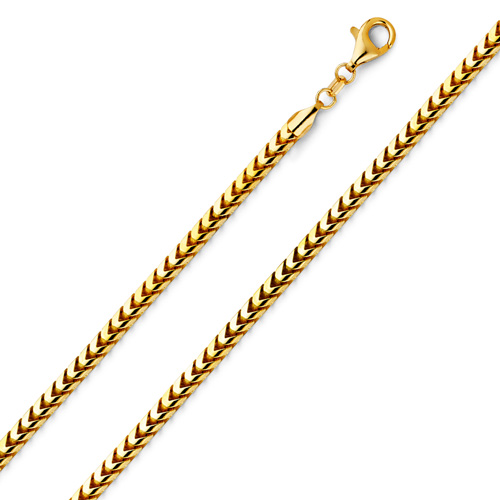 3mm 14K Yellow Gold Solid Franco Chain Necklace 16-30in