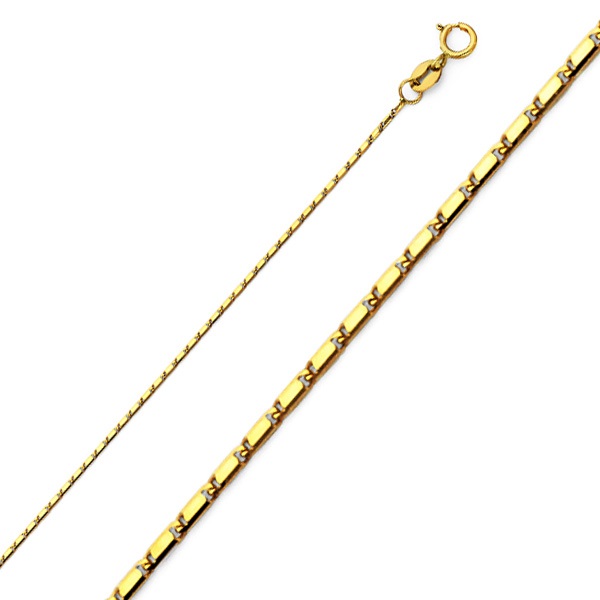 1mm 14K Yellow Gold Snail Link Chain Necklace 16-22in