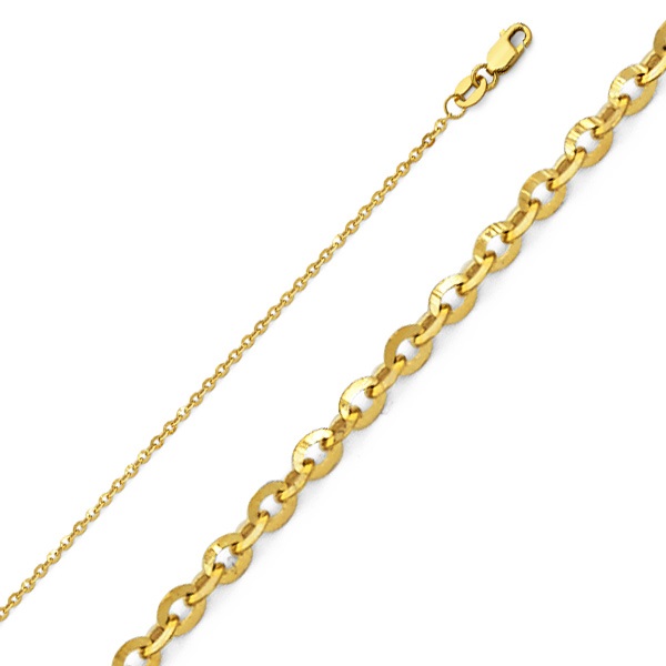 1.6mm 14K Yellow Gold Diamond-Cut Beveled Cable Chain Necklace 16-22in