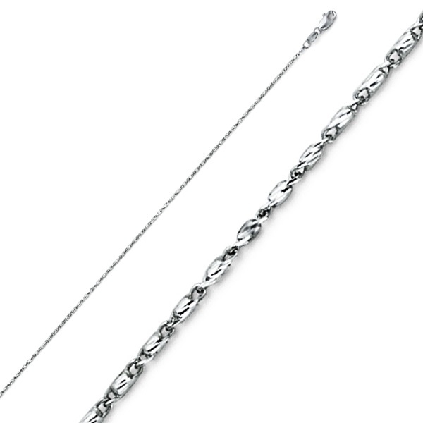 1mm 14K White Gold Diamond-Cut Round Snail Chain Necklace 16-22in