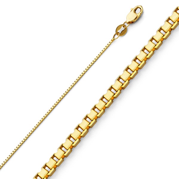 0.8mm 14K Yellow Gold Box Link Chain Necklace 16-24in - 16 Inches L