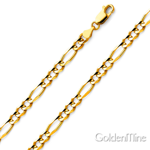 4mm 18K Yellow Gold Solid Figaro Link Chain Necklace 16-30in