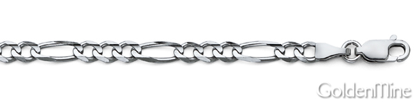 4mm 18K White Gold Solid Figaro Link Chain Necklace 16-30in