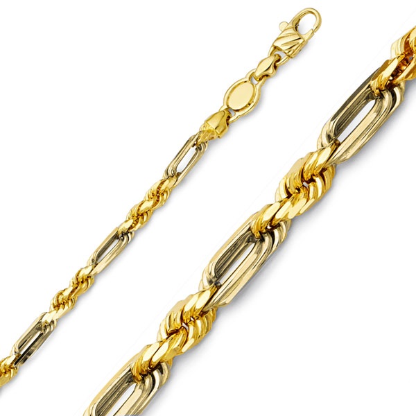 3.5mm 14K Yellow Gold Solid Men's Diamond Cut Milano Rope Chain-Necklace 20-26in