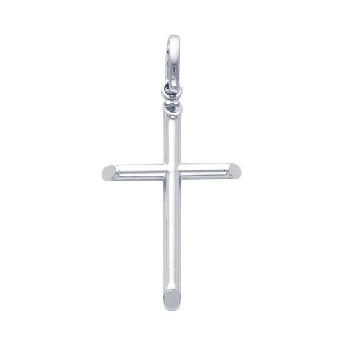Small Rod Cross Pendant in 14K White Gold - Classic