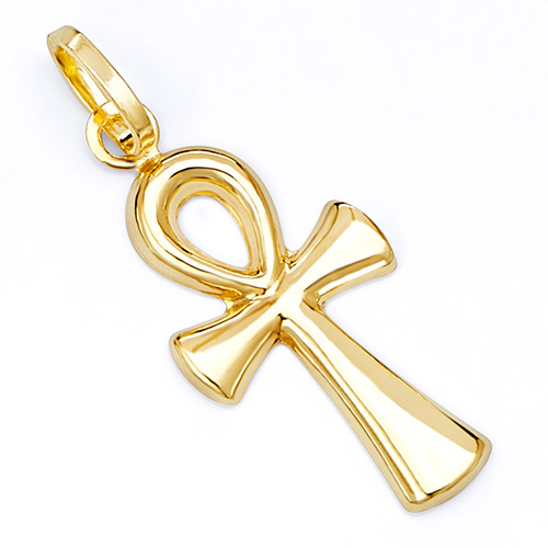 Extra Small Ankh Cross Pendant in 14K Yellow Gold