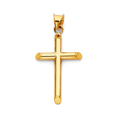 Small Rod Cross Pendant in 14K Yellow Gold - Classic