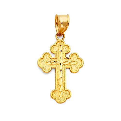 Small Greek Orthodox Cross Pendant - 14K Yellow Gold