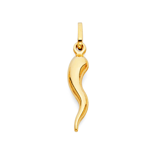 Small Cornicello Italian Horn Pendant in 14K Yellow Gold | GoldenMine.com