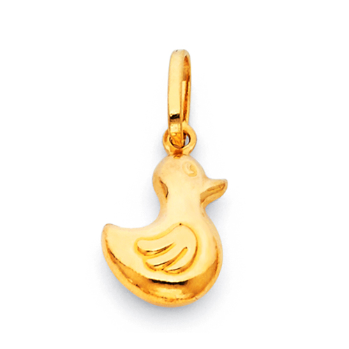 Lucky Duck Charm Pendant in 14K Yellow Gold - Mini