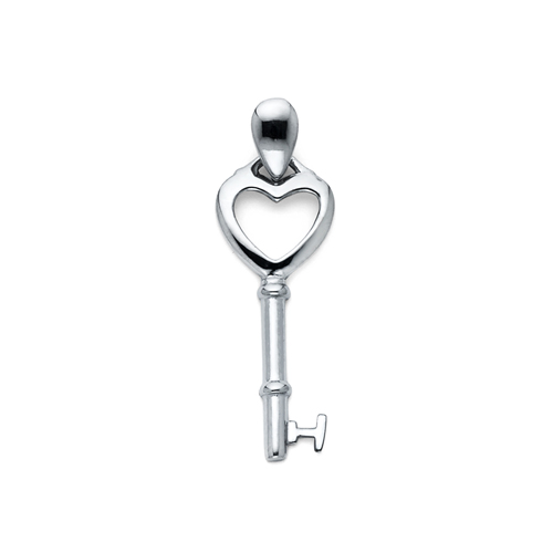 Key to My Heart Pendant in 14K White Gold - Small
