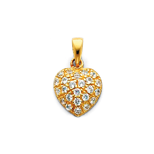 CZ Cluster Heart Charm in 14K Yellow Gold - Mini