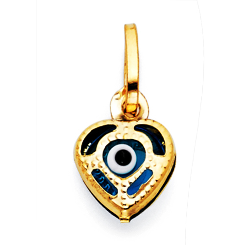 Heart Evil Eye Pendant Charm in 14K Yellow Gold - Mini
