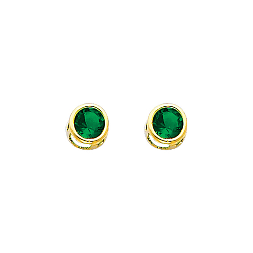 5mm Birthstone Color Round-Cut CZ Stud Earrings in 14K Yellow Gold