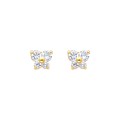 Butterfly 14K Yellow Gold CZ Month Birthstone Stud Earrings