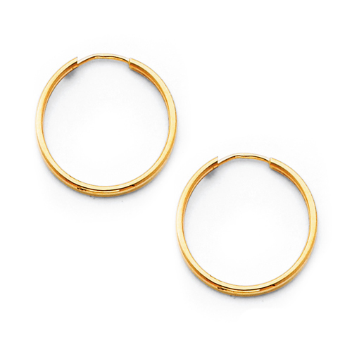 Polished Endless Petite Hoop Earrings - 14K Yellow Gold 1.5mm x 0.6 inch
