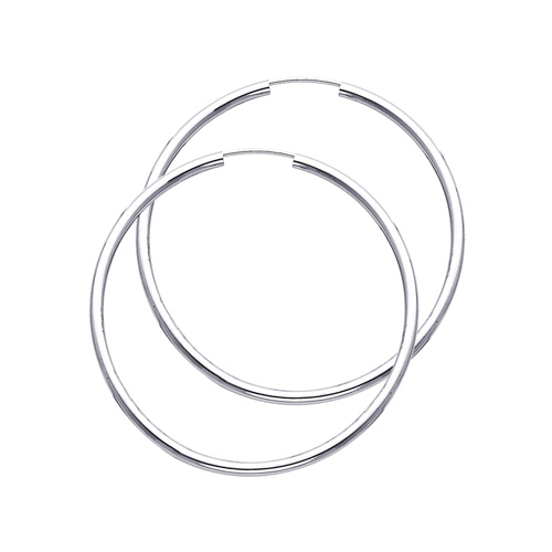 Polished Endless Large Hoop Earrings - 14K White Gold 2mm x 1.8 inch