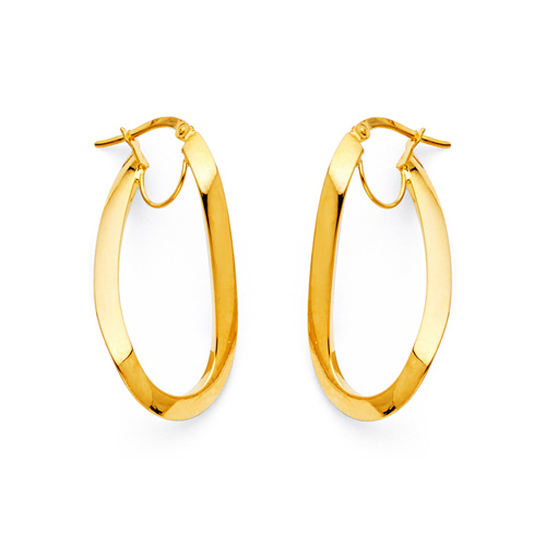 Oval Twist Medium Hoop Earrings - 14K Yellow Gold
