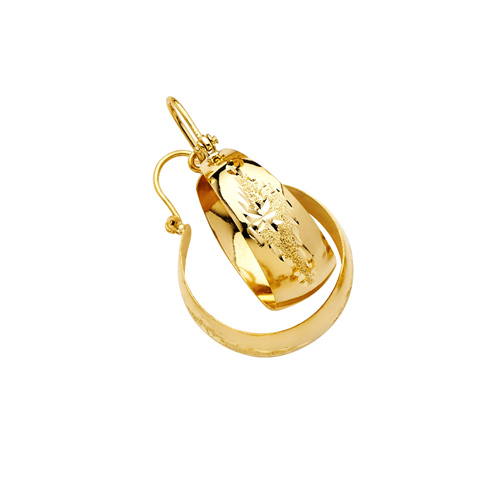 Thick Diamond-Cut Star Small Bangle Hoop Earrings - 14K Yellow Gold